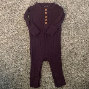 Posh Peanut Plum Waffle Long Sleeve Henley Romper 9-12 months / Purple